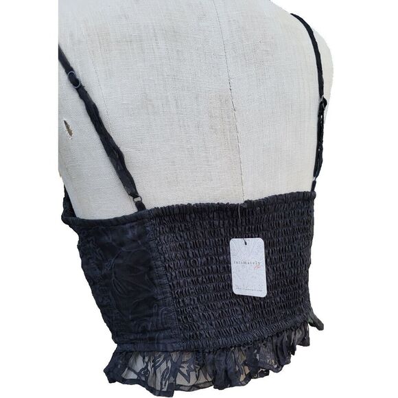 Free People Intimately Women's Black Embroidered Corset Bralette Bustier Size M - Picture 3 of 5